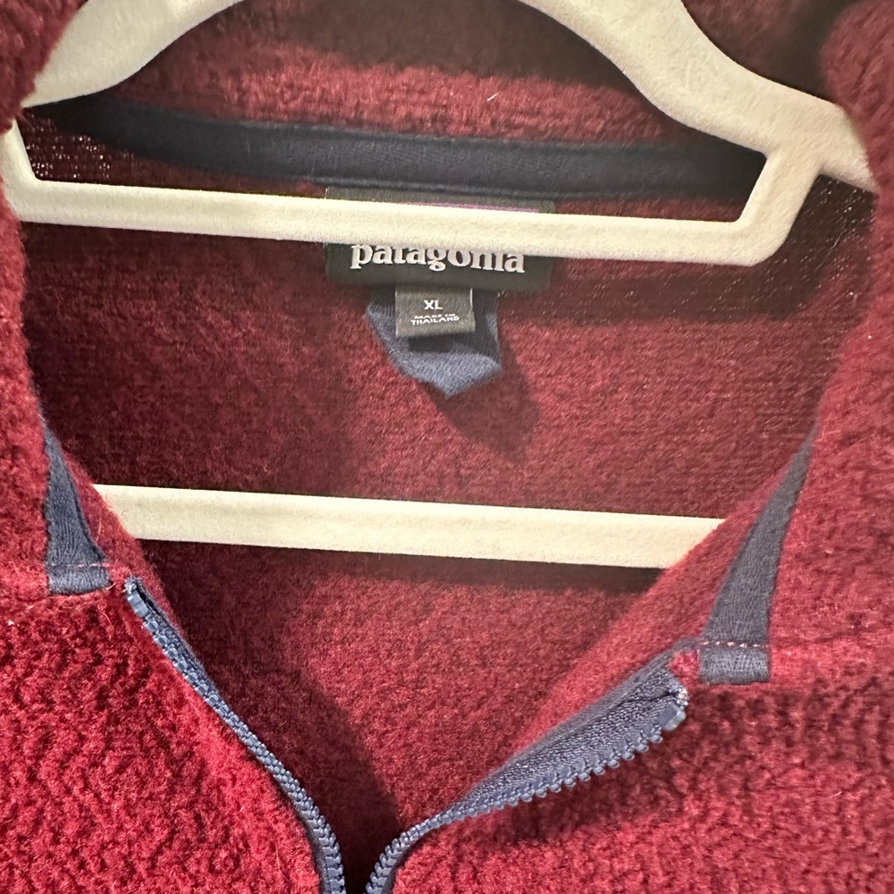 Patagonia Woolyester Fleece Pullover Women’s Burgundy Oxide Red/Blue Trim XL - Picture 4 of 9